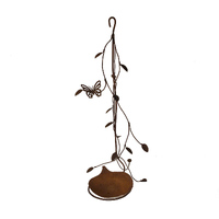 Bird Feeder with Butterfly Metal Garden Art