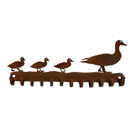 Duck and Ducklings Key Hooks Metal Garden Art