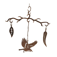 Mobile with leaves and bird small Garden Art Ornament